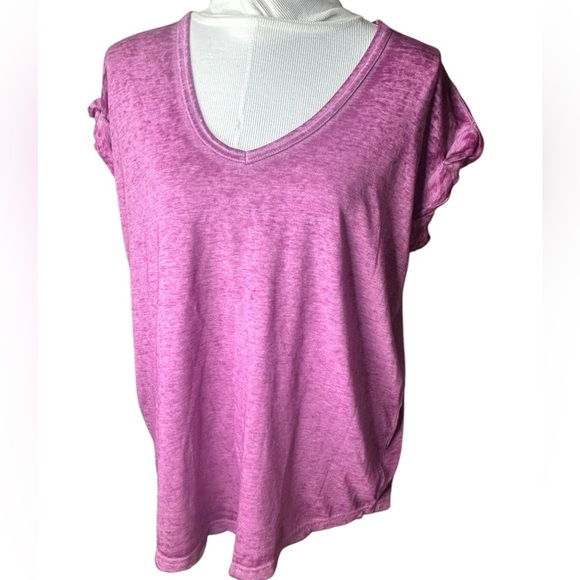 New FREE PEOPLE Beach Keep Me Burnout Tee Shirt Top Blouse Boho Azelia Small - Picture 1 of 8